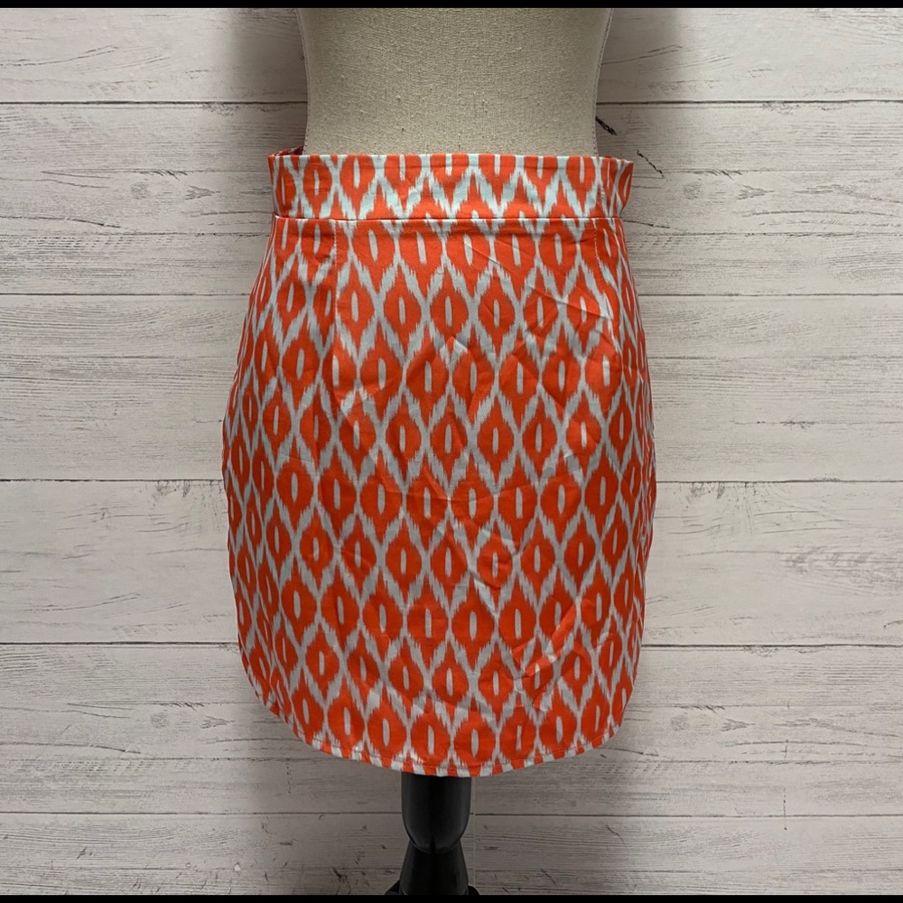 Annabella Orange ikat mini pencil skirt small